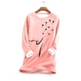 thumbnail image 1 of Women Thick Fleece Printing Sweatshirt Warm O-neck Underwear Top, 1 of 3
