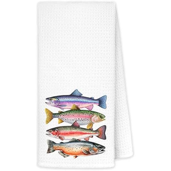 wonima01 Fish Decor Kitchen Towels, Fishing Gifts for Women Men, Gifts for Fishing Lovers, Fish Themed Gifts Dish Tea Towels, Fishs Decorations, 16x24 Inch