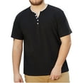 thumbnail image 2 of WREESH Men's Cotton Henley Shirt Breathable Short Sleeve T-Shirt for Active Wear, Soft Casual Sports Top with Solid Color Design, 2 of 9