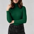 thumbnail image 2 of Crgrtght Womens Turtleneck Tops Ribbed Knit Long Sleeve Slim Fit Sweaters Winter Fall Casual Cozy Pullover Blouses Green One Size, 2 of 7