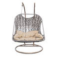thumbnail image 4 of Double Seats Outdoor Wicker Swing with Beige Cushion & Frame Wicker Seating, 4 of 7
