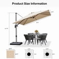 thumbnail image 6 of PURPLE LEAF Patio Umbrella with Base Included, 9ft Outdoor Aluminum Cantilever Umbrella with 360° Rotation, Aluminum Large Offset Umbrella for Outdoor Garden Pool, Beige, 6 of 9