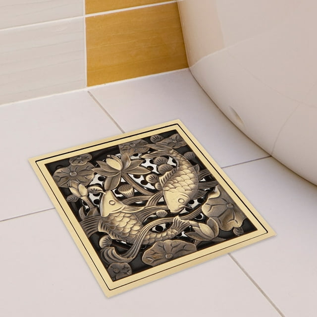 Desagüe de piso, latón antiguo, 10 cm, colador de drenaje de residuos de ducha, desagüe de piso de latón, diseño de última generación