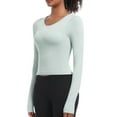 thumbnail image 5 of tarylea Women's Yoga Tops Ribbed Knit Crew Neck Tops Slim Fitted Tops Long Sleeve Shirts Athletic Sports Tops, 5 of 8