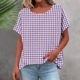 thumbnail image 6 of GUACER Gingham Plaid Shirts for Women Short Sleeve Cotton Linen Summer Tops Casual Checkered Tunic Blouses, 6 of 6