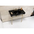 thumbnail image 4 of Kingston Brass VPB28140W87K Bristol 36" Ceramic Console Sink with Stainless Steel Legs (8-Inch, 3-Hole), Black/Brushed Brass, 4 of 8