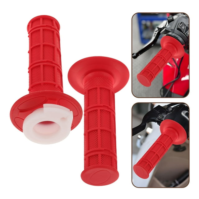 KAKOWELY 1Par Accesorio Para Motocicleta Empuñaduras De Manillar Antideslizantes Color Rojo
