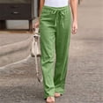 thumbnail image 5 of Minjewel Women's Solid Color Elastic Waist Loose Fit Breathable Cotton Linen Pants, Casual Trousers for Summer and Beach, Lightweight Comfortable,Green,2XL, 5 of 6