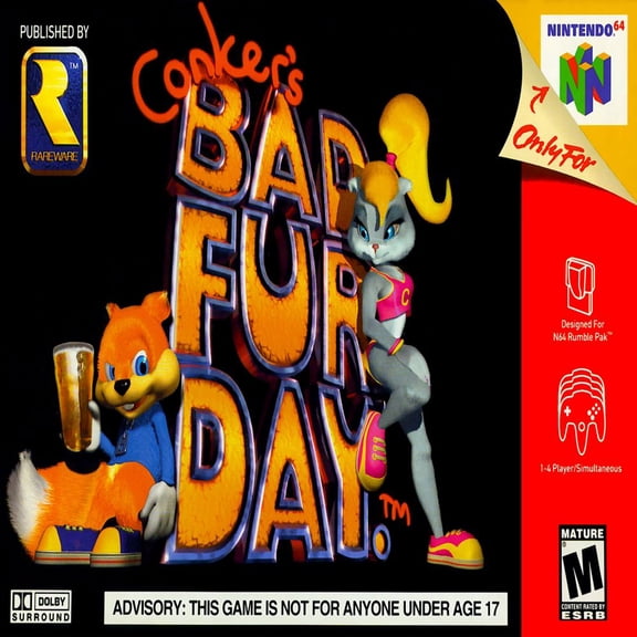 N64 Game Conker's Bad Fur Day, US Version Cartridges for N64