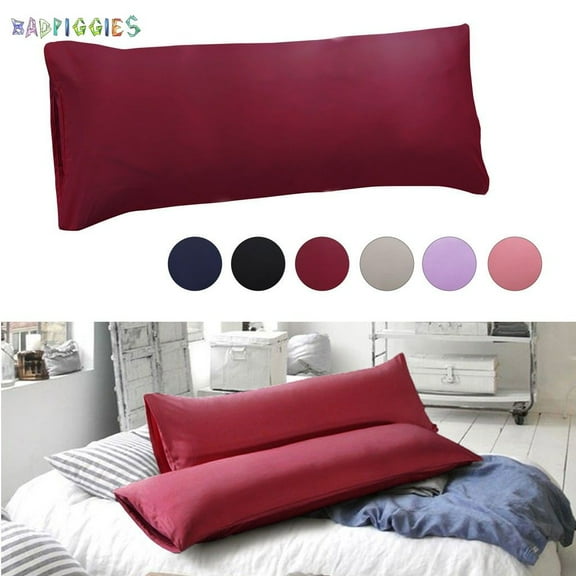BadPiggies Ultra Soft Microfiber Long Bolster Body Pillow Cover Pillowcase Non-Zipper Enclosure 20" x 55" (Red)