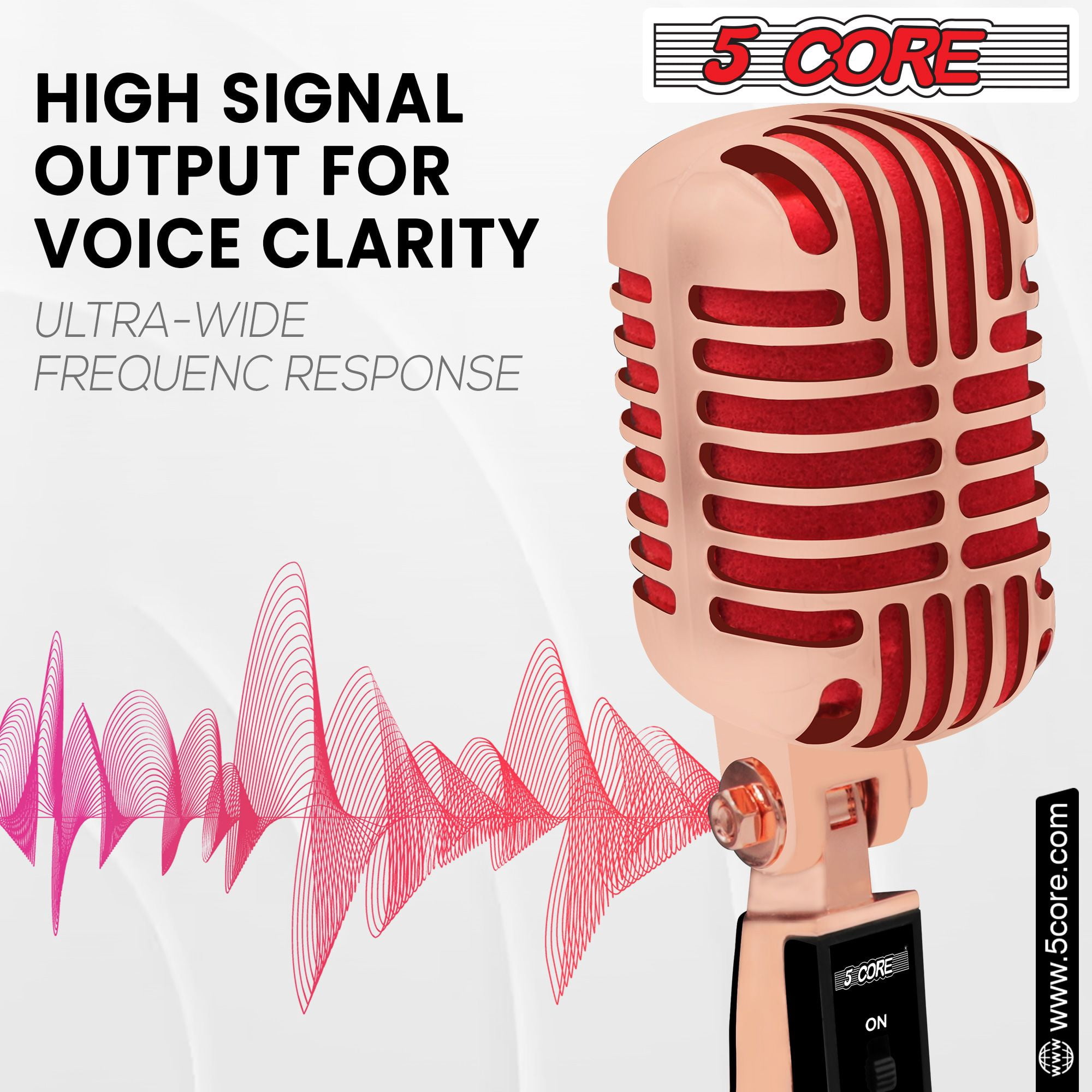 Classic Retro Microphone Dynamic (ALL METAL BODY) - Old Vintage Style Unidirectional Cardioid Mic w/ XLR Input Universal Stand Compatible | Live Performance |Singing In Studio |Recording Gold
