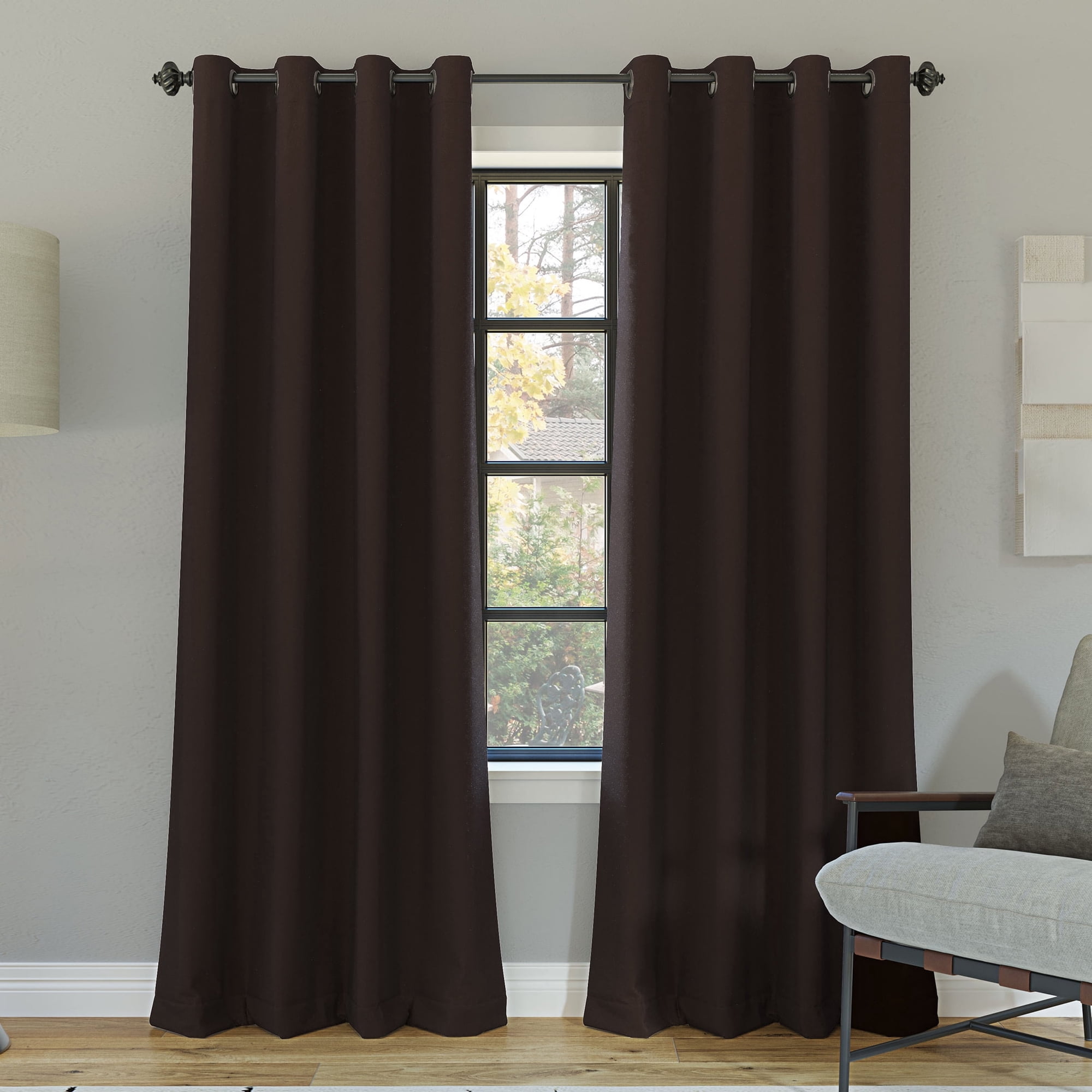 Sun Zero Oslo Theater Grade Extreme 100% Blackout Grommet Curtain Panel, 52"W x 84"L, Dark Chocolate
