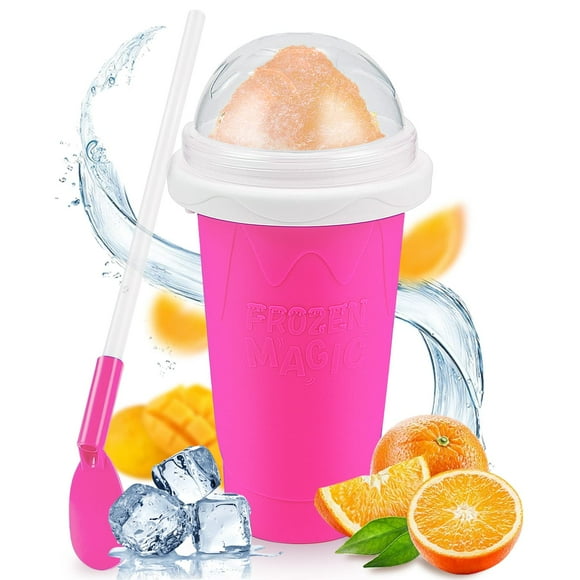 Taza para hacer granizados, taza mágica para batidos congelados rápidos, taza portátil para hacer granizados de doble capa, máquina de granizados con pajita y cuchara, máquina para hacer helados, rega