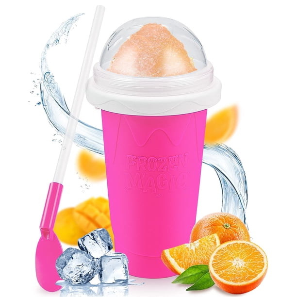 Taza para hacer granizados, taza mágica para batidos congelados rápidos, taza portátil para hacer granizados de doble capa, máquina de granizados con pajita y cuchara, máquina para hacer helados, rega