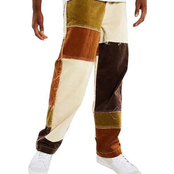 black trousers with yellow stripe