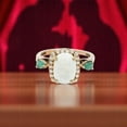 thumbnail image 5 of 14k Solid Rose Gold Opal & Emerald Statement Ring with Moissanite Accents - Dainty Promise Ring, Perfect Wedding & Anniversary Gift for Wife", 5 of 7