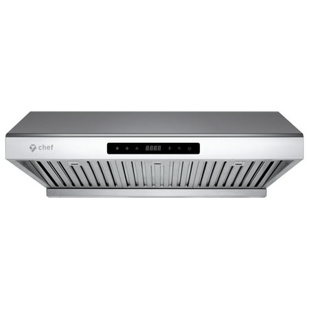 Chef’s PS10 30” Under Cabinet Range Hood | Stainless Steel | Touch Screen with High 900 CFM Airflow | Delay Auto-Shut Feature | Bright LED Lights | 3 Speed