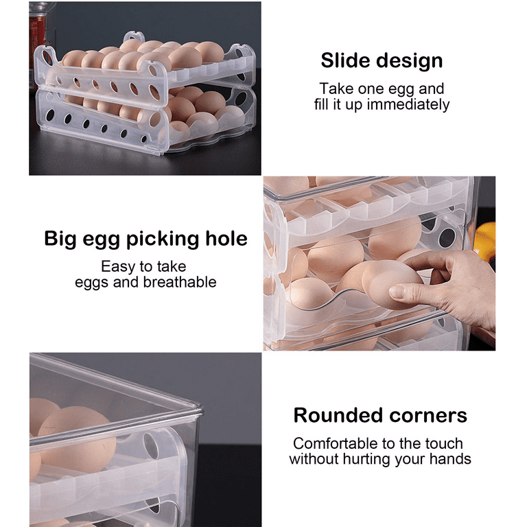 Refrigerator Plastic Egg Storage Box With 2 Drawer Egg - Temu