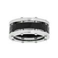 thumbnail image 3 of Men’s Stainless Steel & Black IP Hammered Finish Band – Mens Ring, 3 of 5