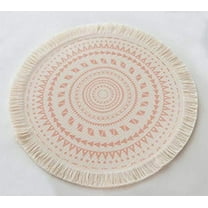 Fennco Styles Boho Geometric Fringe Decorative Cotton Placemats 13-inch Round, Set of 4