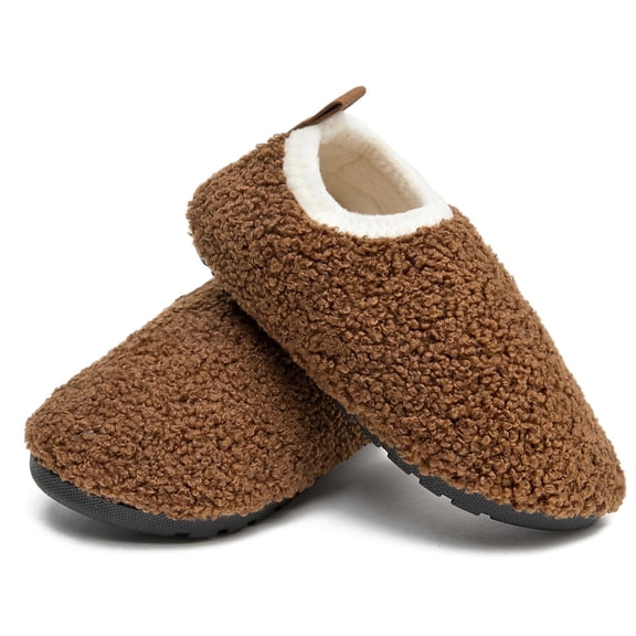 Women's Fuzzy Curly Fur Memory Foam Loafer Slipper with Anti Slip Rubber Sole