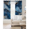 thumbnail image 2 of Blue Marble Blackout Curtains 39 Inches Long for Bedroom, Contemporary Abstract Golden Foil Texture Thermal Insulated Room Darkening Black Out Window Curtain Panels Grommet Drapes for Living Room, 2 of 8
