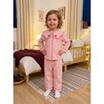 thumbnail image 5 of RUINIXCW Toddler Baby Girls Striped Pajamas Set Kids Little Girls Spring Fall Winter PJS Sleepwear Cherry Peter Pan Collar Long Sleeve Tops Pants Set, 5 of 10