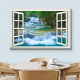thumbnail image 3 of wall26 Canvas Print Wall Art Window View of Cascading Forest Waterfall Nature Wilderness Photography Realism Rustic Landscape Colorful Vibrant for Living Room, Bedroom, Office - 32"x48", 3 of 5