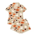thumbnail image 4 of Summer Sales Womens Pajama Sets Satin Fall Pumpkin Print Short Sleeve Button Loungewear Halloween Pajama Sets for Women 2 Piece, 4 of 4