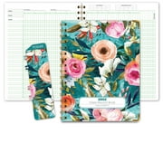 Elan Publishing Company Teacher Class Record Book for 9-10 Weeks, 35 Students, 8.5"x11" - Includes Bookmark, Seating Charts, Perforated Grading Sheets (Teal Floral)