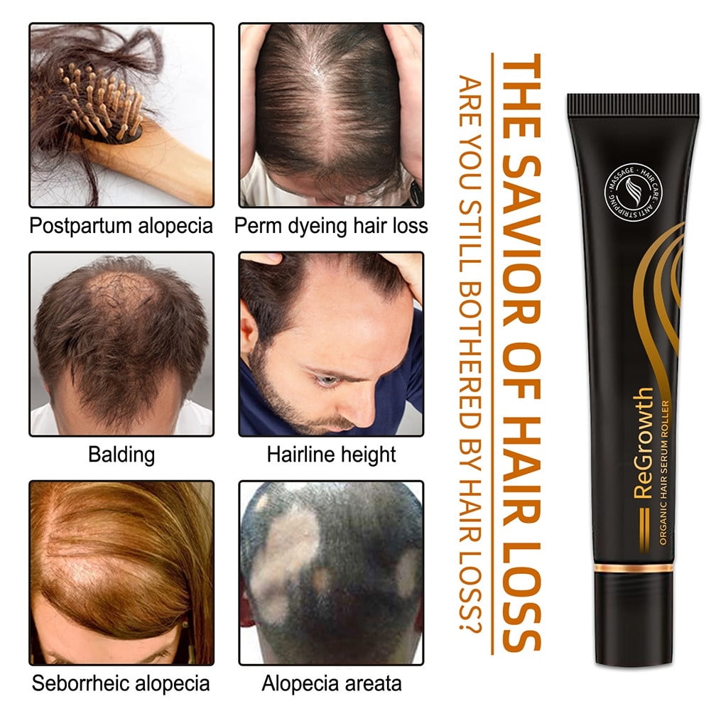 Regrowth Organic Hair Serum Roller, Herbal Rolling Ball Massage Hair