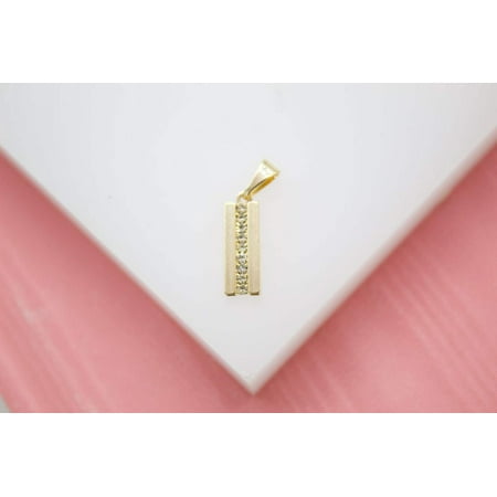 18K Gold Filled CZ Stone Rectangle Pendant Charm