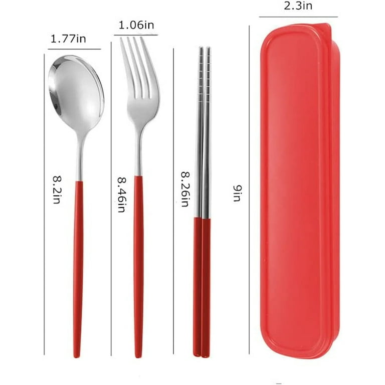 Travel Cutlery Set with Case Portable Silverware Utensils Set,4-pieces  Stainless Steel Reusable Flatware Set for Camping Picnic Hiking Office