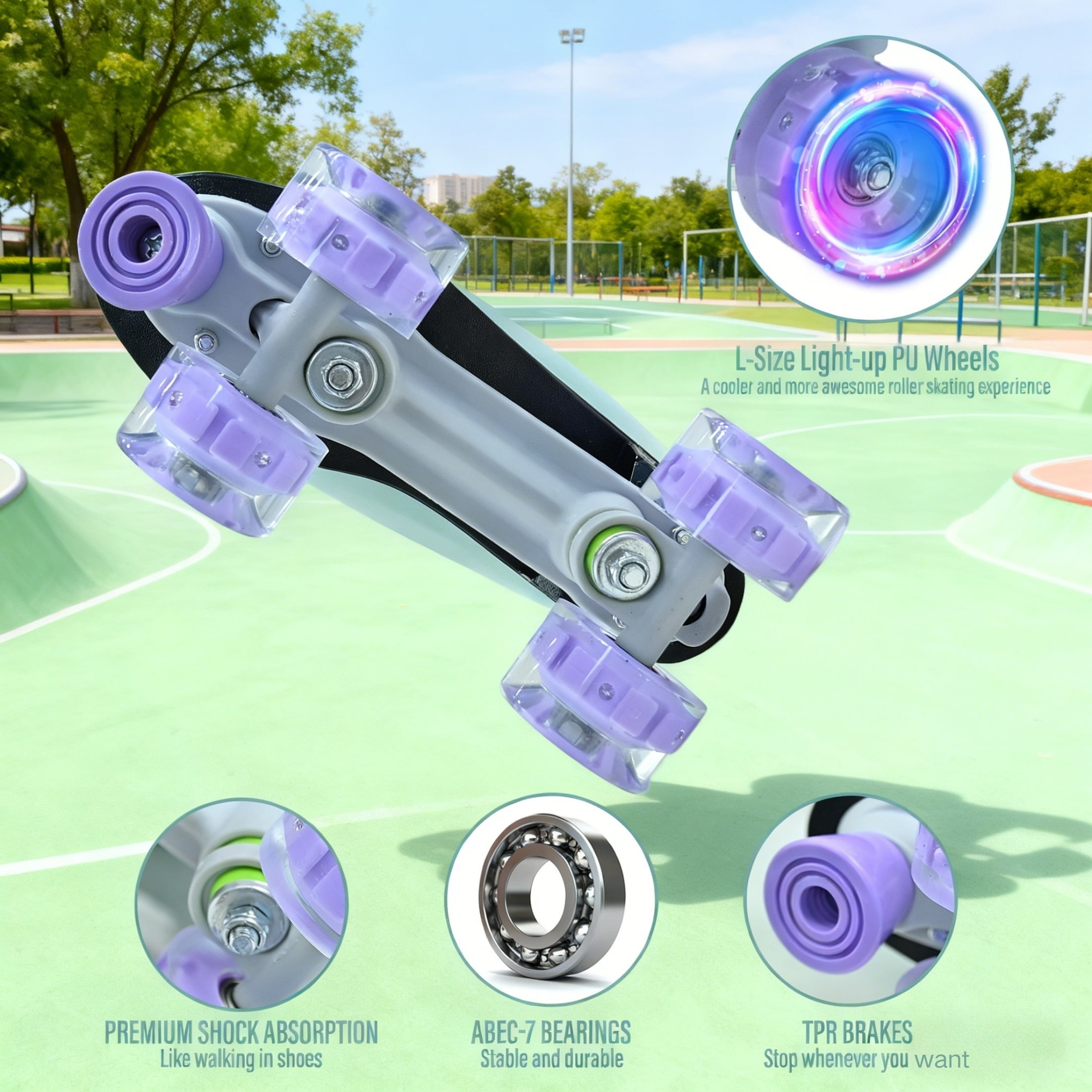 JZY Quad Roller Skates with Light-Up Wheels,High-Top Design for Women, Men & Teens