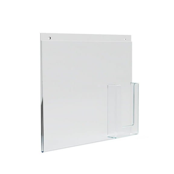 Wall Mount Sign Holder w/ Trifold Pocket: 8.5" W X 11" H Graphic Size. Overall Frame Size: 14" W x 11" H, 2-Pack