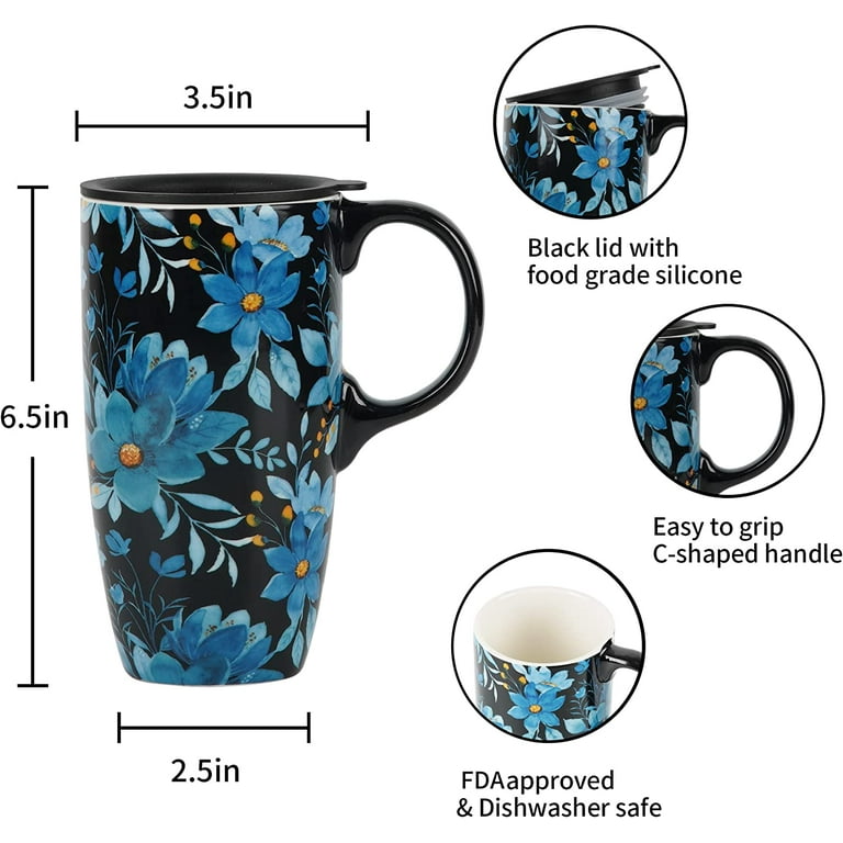 Travel Coffee Mug Ceramic Mugs with Silicon Lid 14oz Wide Large Coffee Mugs  Set of 2 Dishwasher and Microwave Safe - China Coffee Mug and Ceramic Cup  price