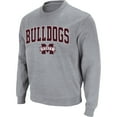 thumbnail image 2 of Men's Colosseum Heathered Gray Mississippi State Bulldogs Arch & Logo Tackle Twill Pullover Sweatshirt, 2 of 3