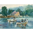 thumbnail image 2 of Calcasola, Stephen 14x12 White Modern Wood Framed Museum Art Print Titled - Maine Lobster Boats, 2 of 4