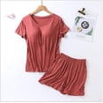 thumbnail image 4 of Conjunto de dos piezas de Pijama de verano para mujer, pijamas para dormir, novedad de verano, pijamas de Modal para mujer con copas de talla grande, trajes para el hogar de M-3XL, 4 of 5