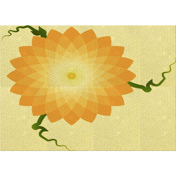 Ahgly Company Machine Washable Indoor Rectangle Transitional Yellow Area Rugs, 2' x 5'