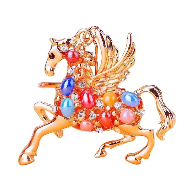 Llavero de caballo con brillantes diamantes de imitación incrustados, llavero decorativo de buena suerte, accesorio festivo.
