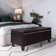 thumbnail image 2 of Simpli Home Afton 48" Faux Leather Rectangle Storage Ottoman Bench Tanners Brown, 2 of 16