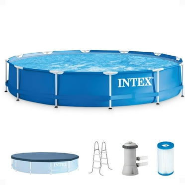 INTEX Metal Frame 12’ x 30” Above Ground Swimming Pool with Filter Pump