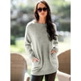 thumbnail image 5 of DARING DIVA Round Neck Pullover Long Sleeve Casual Sweater S Grey, 5 of 8