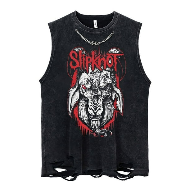 Camisetas lavadas para hombre, camiseta sin mangas con banda de música Mental pesada, camiseta de hip hop Rock 100% de algodón, ropa de calle informal sin mangas, chaleco Unisex