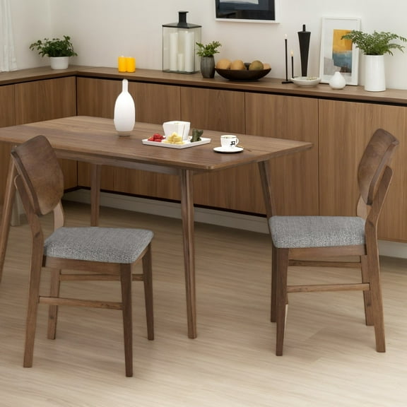 Resenkos Dining Room Chairs, Kitchen Chairs,Farmhouse Upholstered Kitchen Chairs Set of 2 with Rubber Wood Frame-Gray