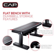 CAP Deluxe Exercise Training Flat Bench with Dumbbell Storage (Weight Capacity 600lb)