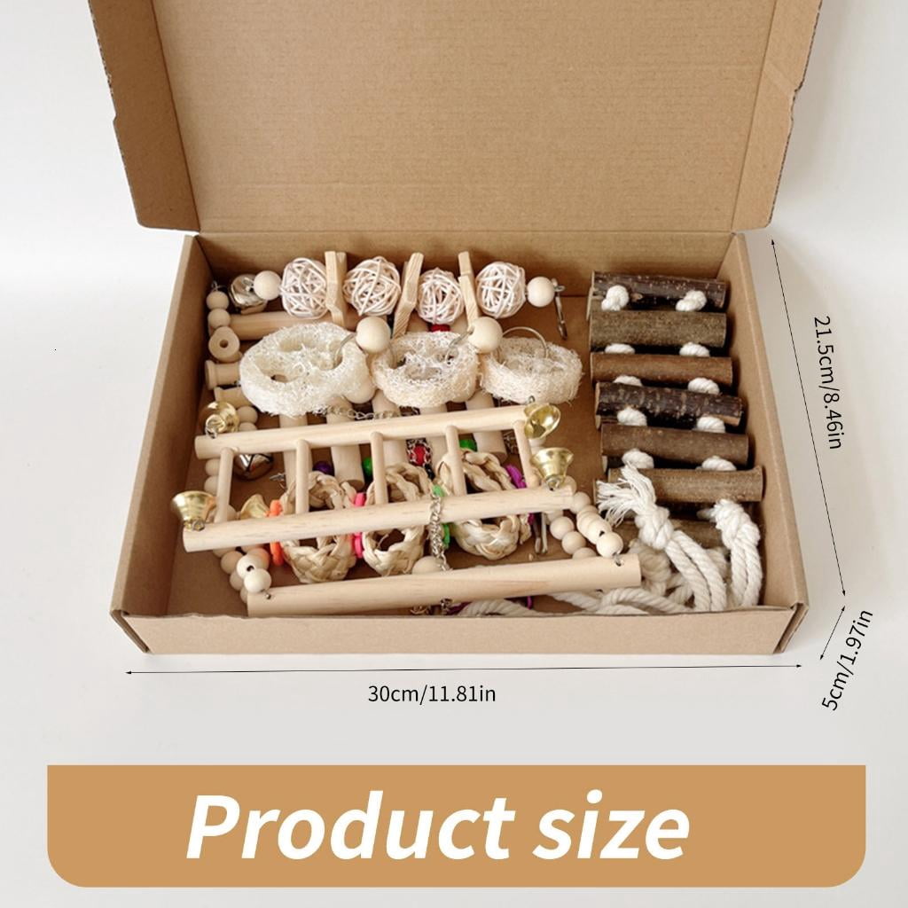Bird Tearing Puzzle Perch Toy Bird Cage Chewing Toy Rattan Standing Toy for Small Bird Birdcage Decors Bird Supply