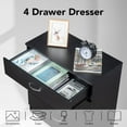 thumbnail image 4 of HYJY Black 4 Drawer Dresser for Bedroom, Modern Nightstand Storage Chest of Drawer, Wooden Side Table End Table, Living Room, Reception Room, 4 of 10