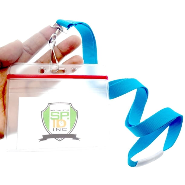 12 Pack - Bright Neon Lanyards with Clear Resealable Horizontal